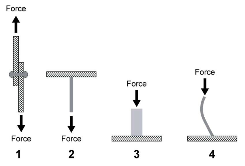 Cellule et Systèmes, électricité, motorisation et équipements de secours - (Pour cette question utiliser l'annexe 021-604).D'après les schémas en annexe, lequel représente une force de tension ?