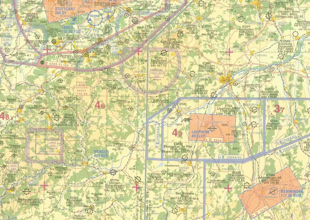 (Pour cette question utiliser l'annexe 033-1922).Un vol VFR est effectué de l’aérodrome EDTM MENGEN (48°03’N 009°22’E) à l’aérodrome EDPJ LAICHINGEN (48°30’N, 009°38’E). Déterminer l’obstacle le plus élevé dans un couloir de 5 NM à gauche et 5 NM à droite de la route. Préparation et suivi du vol - (Pour cette question utiliser l'annexe 033-1922).Un vol VFR est effectué de l’aérodrome EDTM MENGEN (48°03’N 009°22’E) à l’aérodrome EDPJ LAICHINGEN (48°30’N, 009°38’E). Déterminer l’obstacle le plus élevé dans un couloir de 5 NM à gauche et 5 NM à droite de la route.