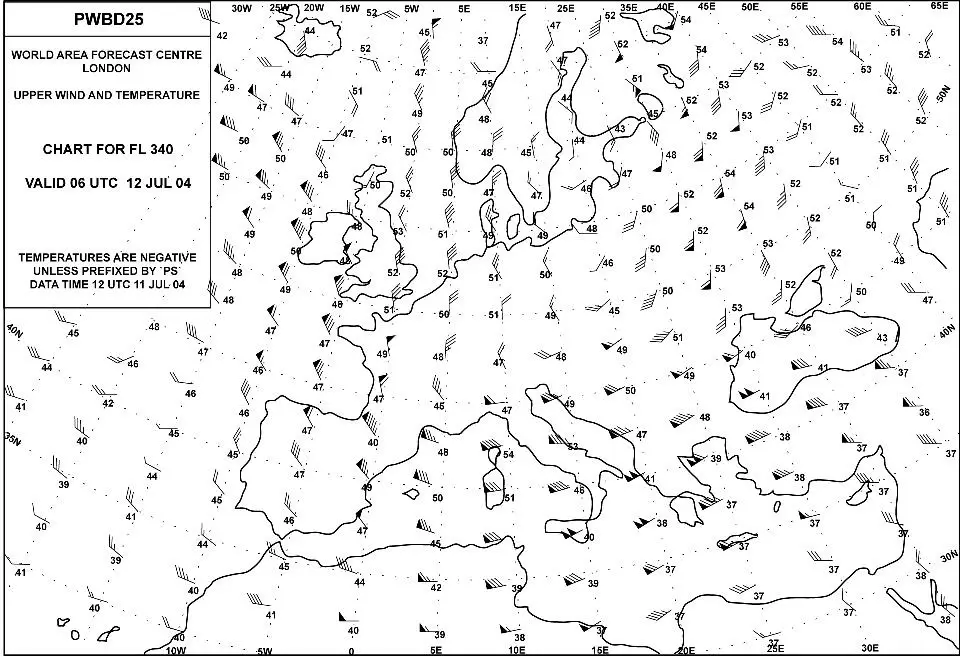 Préparation et suivi du vol - (Pour cette question, utilisez l'annexe 033-538).La direction et force du vent (° / kt) à 60°N 015°W est: