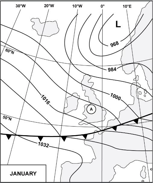 Météorologie - (Pour cette question utiliser l'annexe 050-207).Quelle masse d'air affecte le point 