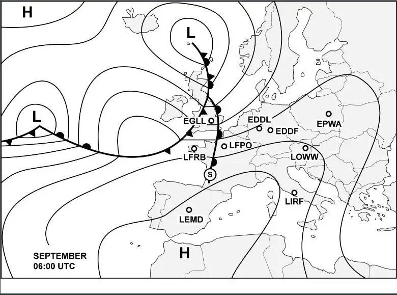 (Pour cette question utiliser l'annexe 050-212).Quelle masse d'air affecte l'aéroport de Brest (LFRB) ? Météorologie - (Pour cette question utiliser l'annexe 050-212).Quelle masse d'air affecte l'aéroport de Brest (LFRB) ?