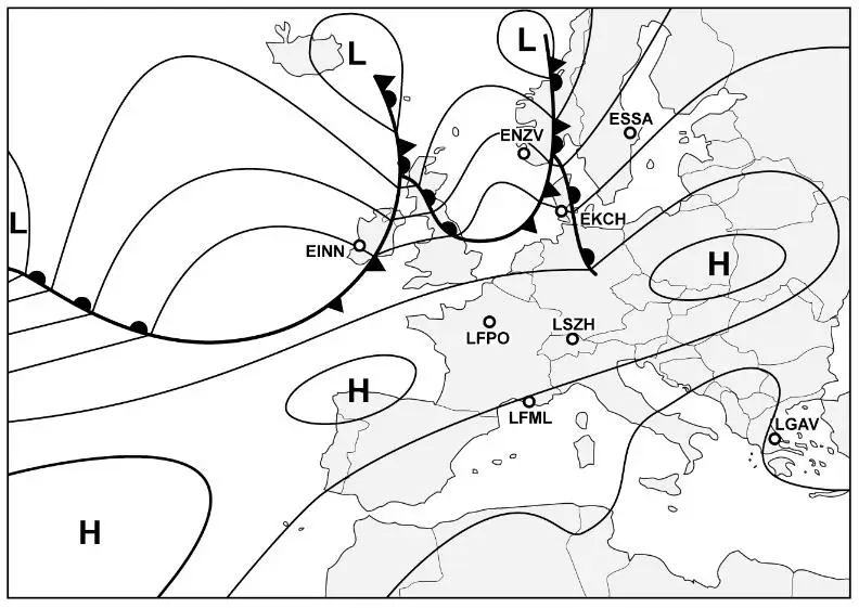 (Pour cette question utiliser l'annexe 050-249).Sur quel aéroport pouvez-vous attendre le développement de la situation météorologique suivante ? La carte en annexe est valide pour 15:00 UTC au mois de juin.TAF 231322 24014G32KT 4000 +TSRA SCT005 BKN015 BKN020CB BECMG 1416 29012KT 9999 BKN030TCU SCT100 TEMPO 8000 SHRA BKN025TCU BECMG 1922 27012KT 9999 SCT030 OVC220= Météorologie - (Pour cette question utiliser l'annexe 050-249).Sur quel aéroport pouvez-vous attendre le développement de la situation météorologique suivante ? La carte en annexe est valide pour 15:00 UTC au mois de juin.TAF 231322 24014G32KT 4000 +TSRA SCT005 BKN015 BKN020CB BECMG 1416 29012KT 9999 BKN030TCU SCT100 TEMPO 8000 SHRA BKN025TCU BECMG 1922 27012KT 9999 SCT030 OVC220=