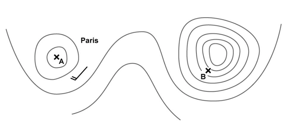 (Pour cette question, utilisez l'annexe 050-628).Un avion vole du point A vers le point B à un niveau de vol correspondant à la pression en surface d'une carte à pression constante. Laquelle des propositions suivantes est correcte ? Météorologie - (Pour cette question, utilisez l'annexe 050-628).Un avion vole du point A vers le point B à un niveau de vol correspondant à la pression en surface d'une carte à pression constante. Laquelle des propositions suivantes est correcte ?