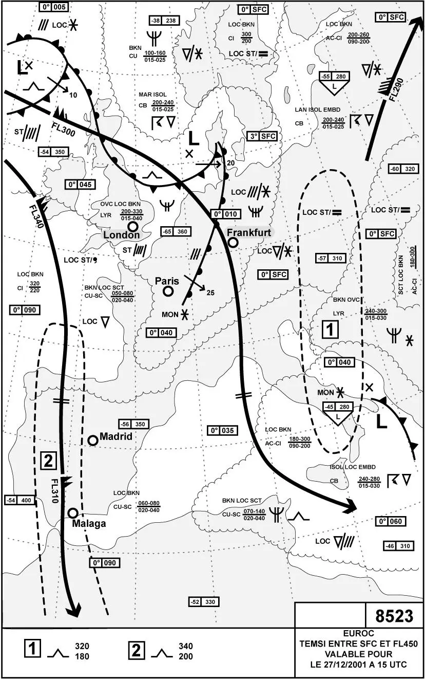 (Pour cette question utiliser l'annexe 050-644).Laquelle des propositions suivantes est correcte ? Météorologie - (Pour cette question utiliser l'annexe 050-644).Laquelle des propositions suivantes est correcte ?