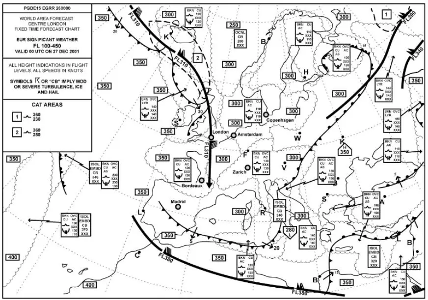 Météorologie - (Pour cette question utiliser l'annexe 050-655).Laquelle des affirmations suivantes est vraie ?