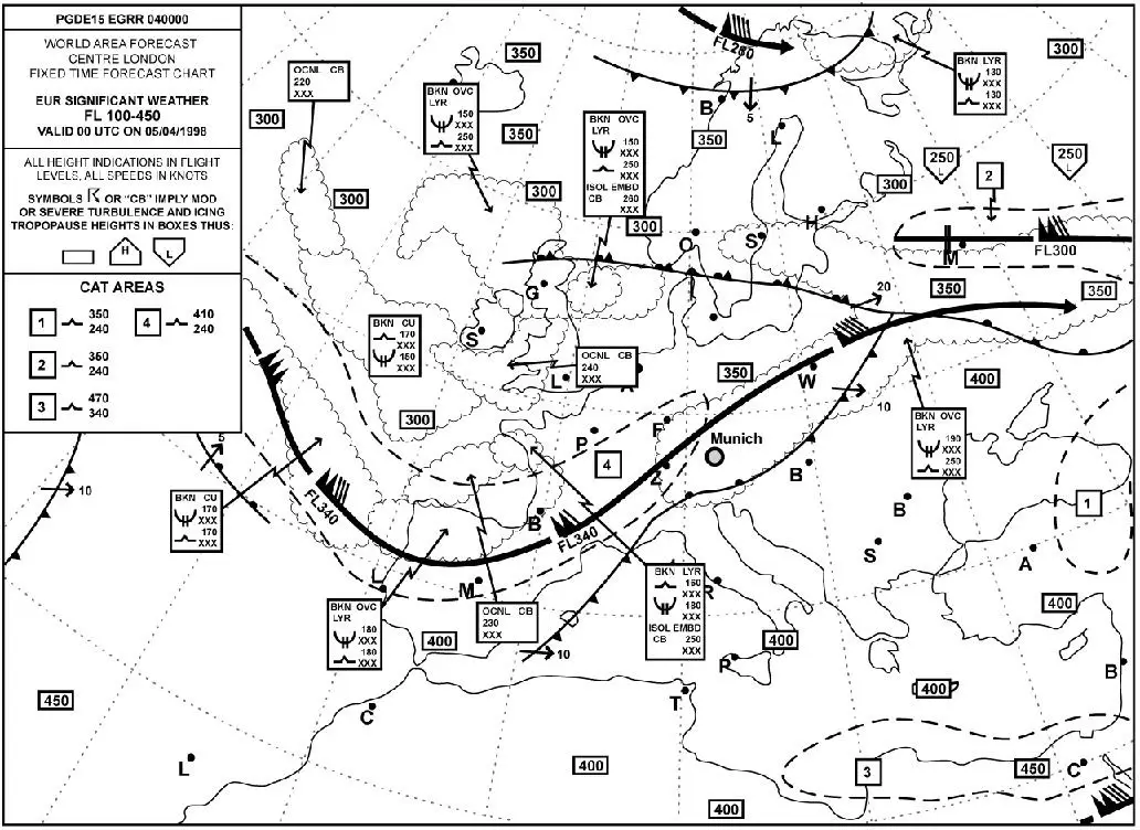 (Pour cette question utiliser l'annexe 050-664).Quelle est la couverture nuageuse à Munich ? Météorologie - (Pour cette question utiliser l'annexe 050-664).Quelle est la couverture nuageuse à Munich ?