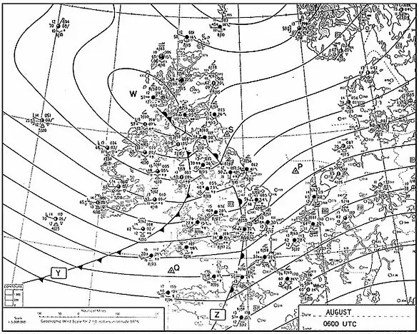 (Pour cette question, utilisez l'annexe 050-7094).Quelles sont la direction et la force du vent à 3000 ft à la verticale de la position Météorologie - (Pour cette question, utilisez l'annexe 050-7094).Quelles sont la direction et la force du vent à 3000 ft à la verticale de la position