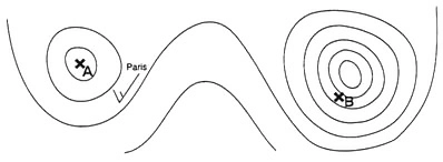 (Pour cette question, utilisez l'annexe 050-7772).Un avion vole du point A vers le point B. Le calage altimétrique est 1013,2 hPa. D’après la carte de haute altitude, laquelle des propositions suivantes est correcte ? Météorologie - (Pour cette question, utilisez l'annexe 050-7772).Un avion vole du point A vers le point B. Le calage altimétrique est 1013,2 hPa. D’après la carte de haute altitude, laquelle des propositions suivantes est correcte ?