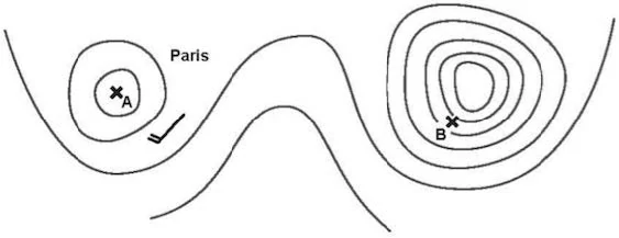 Meteorology - An aircraft is flying from Point A to Point B on the upper level contour chart. The altimeter setting is 1013.2 hPa. Which of these statements is correct?
