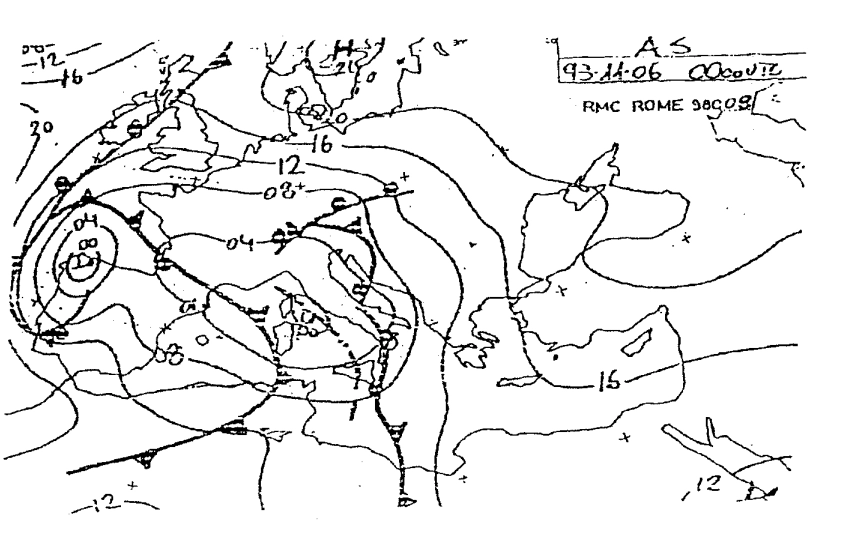 Meteorologia - Riferendosi alla figura, sull'estremità nord ovest della Sardegna cosa si può notare?