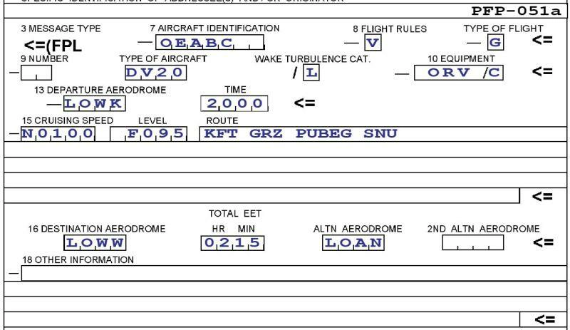 Flugleistung und Flugplanung (Deutschland) - Was ist im Flugplanbeispiel der Zweck des Fluges? Siehe Anlage (PFP-051a)