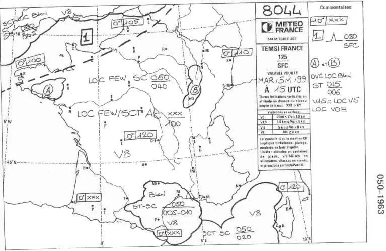 Météorologie - (Pour cette question, utilisez l'annexe 050-1963).  
    L'indication 