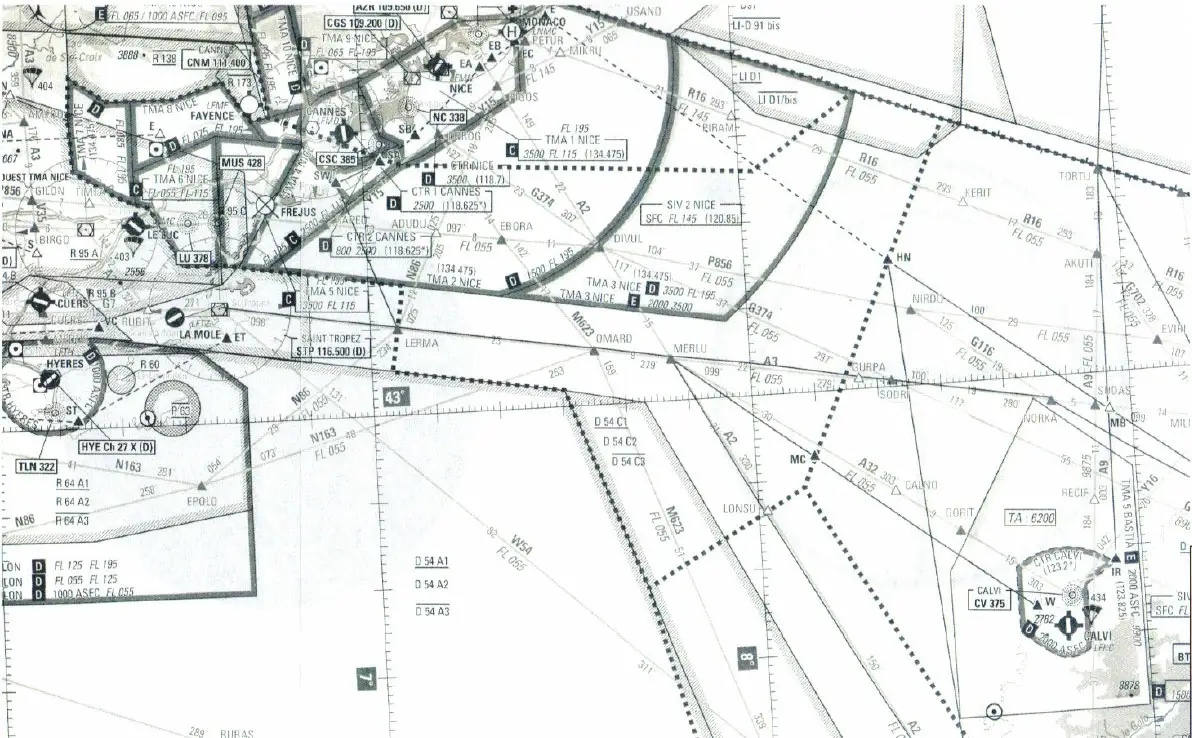 Navigation - (Pour cette question, utilisez l'annexe 061-3270-2). 
Sur l'itinéraire de transit Corse-Continent, entre Lerma et Sodri, le point de compte-rendu qui n'est pas obligatoire est: