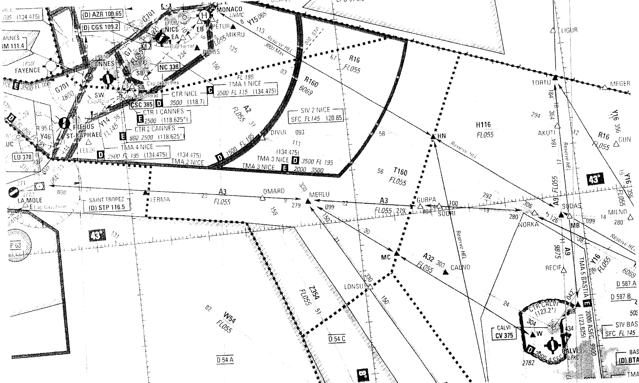 Navigation - (Pour cette question, utilisez l'annexe 061-3270). 
Sur l'itinéraire de transit Corse-Continent, entre STP et Merlu, le point de compte-rendu qui n'est pas obligatoire est: