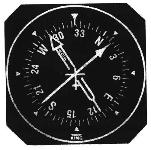 Navigation - (Pour cette question, utilisez l'annexe 062-4695). 
Le gisement indiqué par l'aiguille double de l'ADF est: