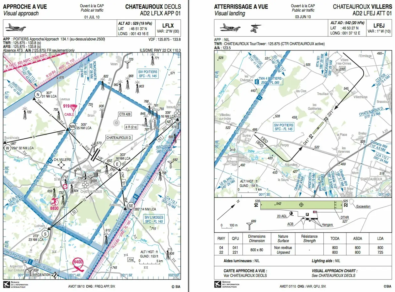 Navigation - (Pour cette question, utilisez l'annexe 061-6290). 
Vous effectuez un vol Issoudun - Châteauroux Villers. La tour de contrôle de Châteauroux Déols est active. Vous arrivez dans la CTR de Châteauroux à 2000 ft.