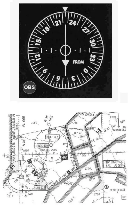 (Pour cette question utilisez l'annexe 062-3046).
Pour aller à la verticale du VOR, avec un vent nul, vous prenez le cap: Navigation - (Pour cette question utilisez l'annexe 062-3046).
Pour aller à la verticale du VOR, avec un vent nul, vous prenez le cap: