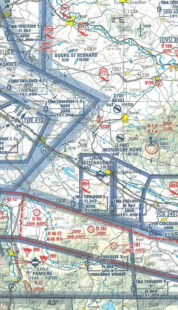 Navigation - Le point de coordonnées 43°29'N - 001°59'E indique la position de: