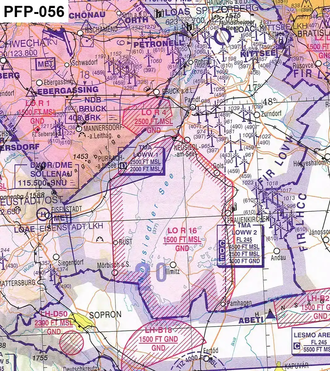 Horní hranice LO R 16 je: Viz obr. (PFP-056) Provedení a plánování letu - Horní hranice LO R 16 je: Viz obr. (PFP-056)