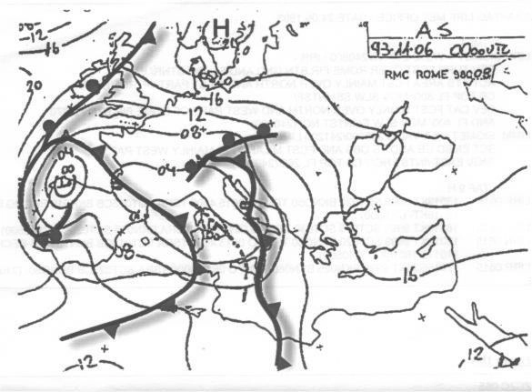 Meteorologia - Riferimenti: figura 6. Nella figura è illustrata una carta meteorologica 