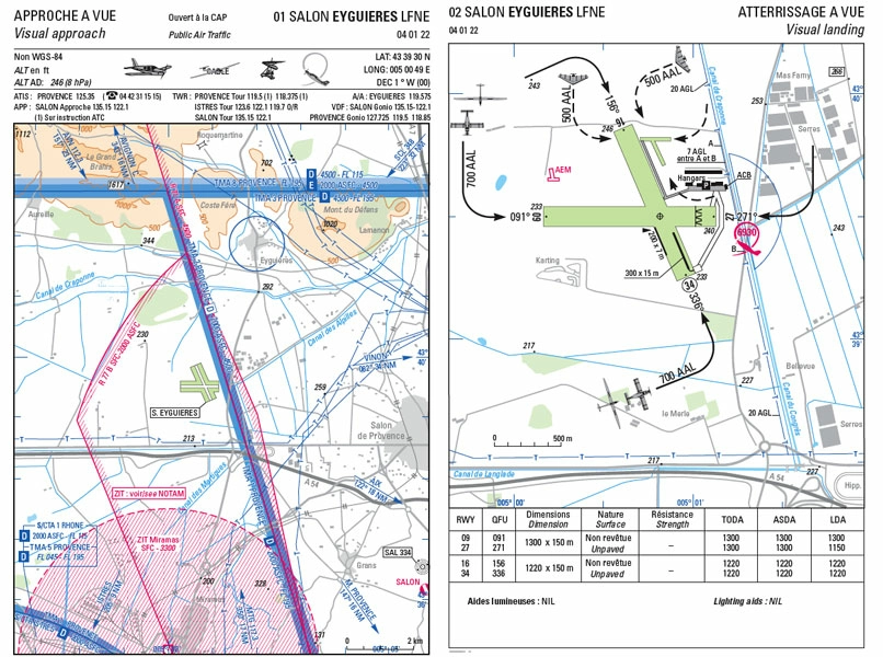 Météorologie - (Pour cette question, utilisez l'annexe 061-3468).Par vent nul, pour atterrir sur l'aérodrome LFNE, vous utilisez le QFU préférentiel:
